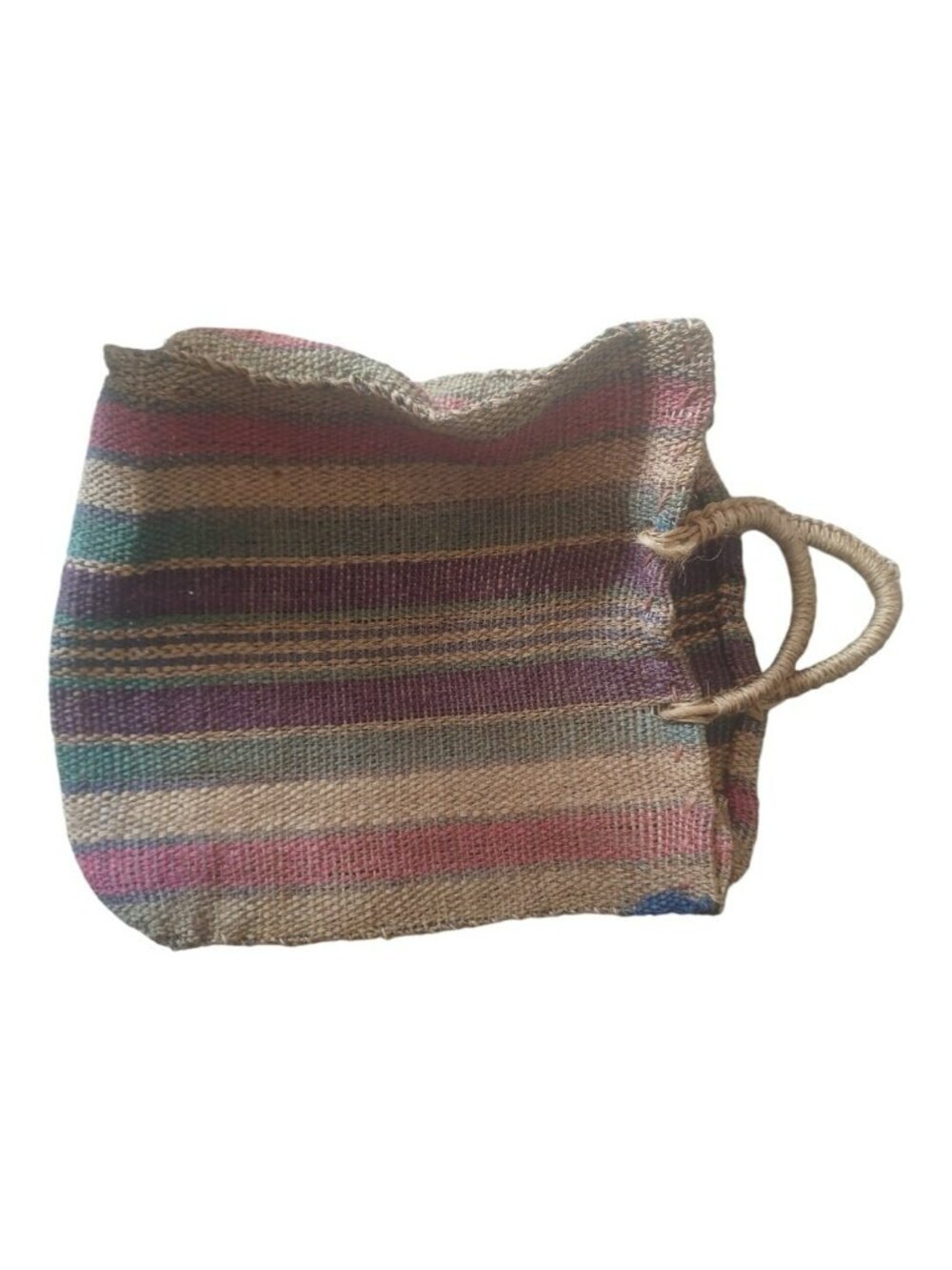 Vtg Women's Jute Sisal Woven Large Tote Market Bag Boho